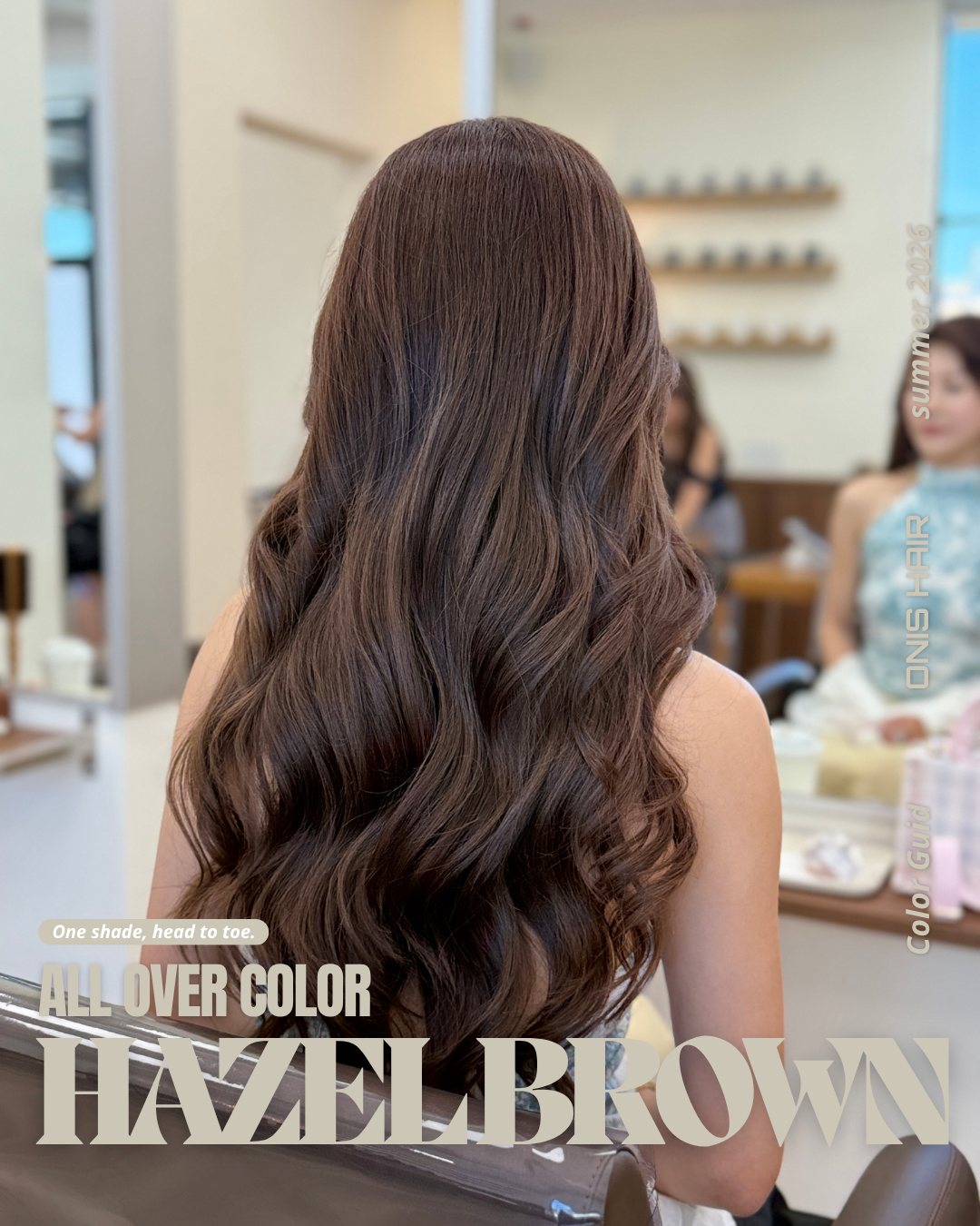 All-over hazel brown hair color at ONIS Hair Salon, Koreatown Los Angeles