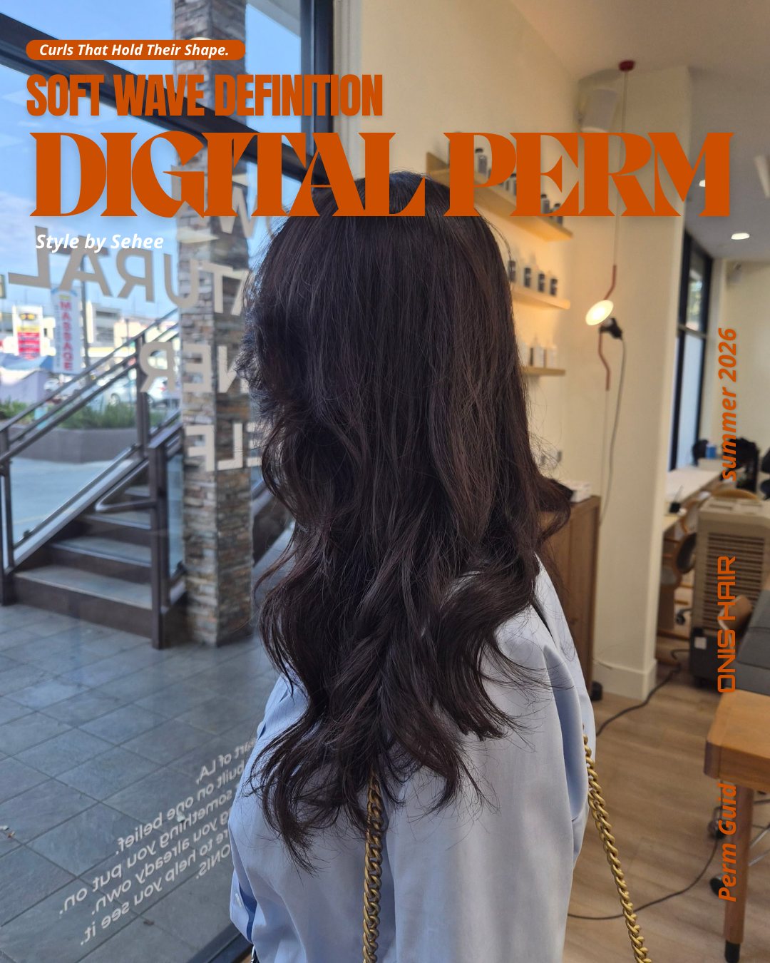Digital perm with soft wave definition at ONIS Hair Salon, Koreatown Los Angeles